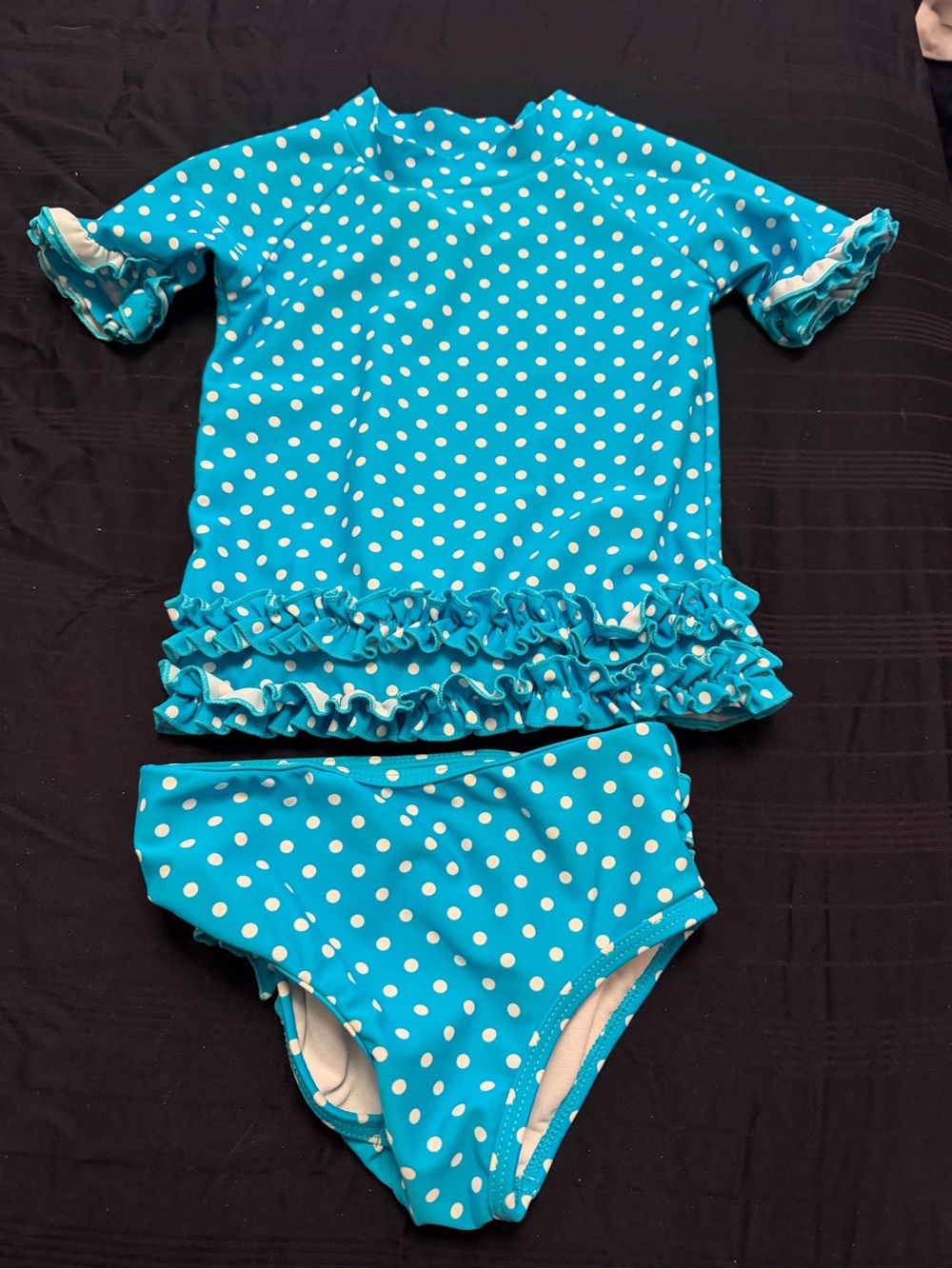 Ruffle Butts Turquoise & White Polka Dot Bikini Bottoms